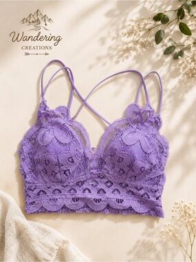 Zenana Purple Floral Lace Bralette